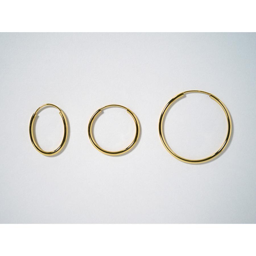 K18 オーバル イージーフープピアス 15mm レディース 18金 18K ゴールドジュエリー サークル パイプピアス シンプル rpj1479a23の画像