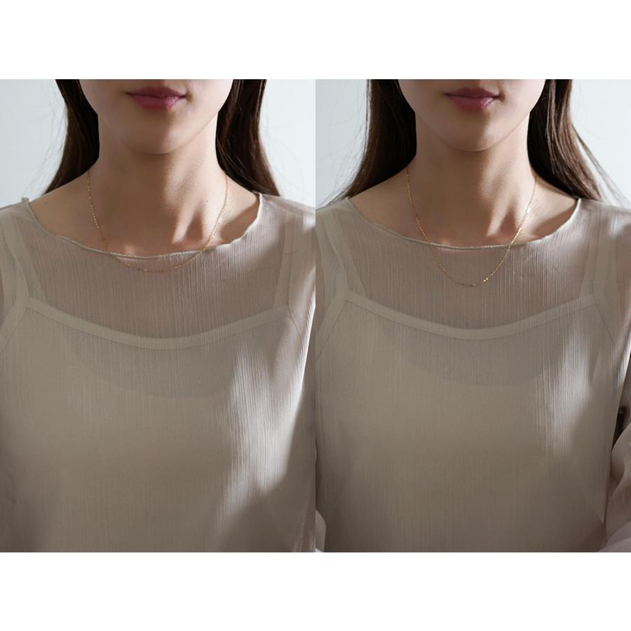 K18スライドネックレス、カットアズキタイプ K18 スライドピン プレスカットアズキ ネックレスチェーン 45cm