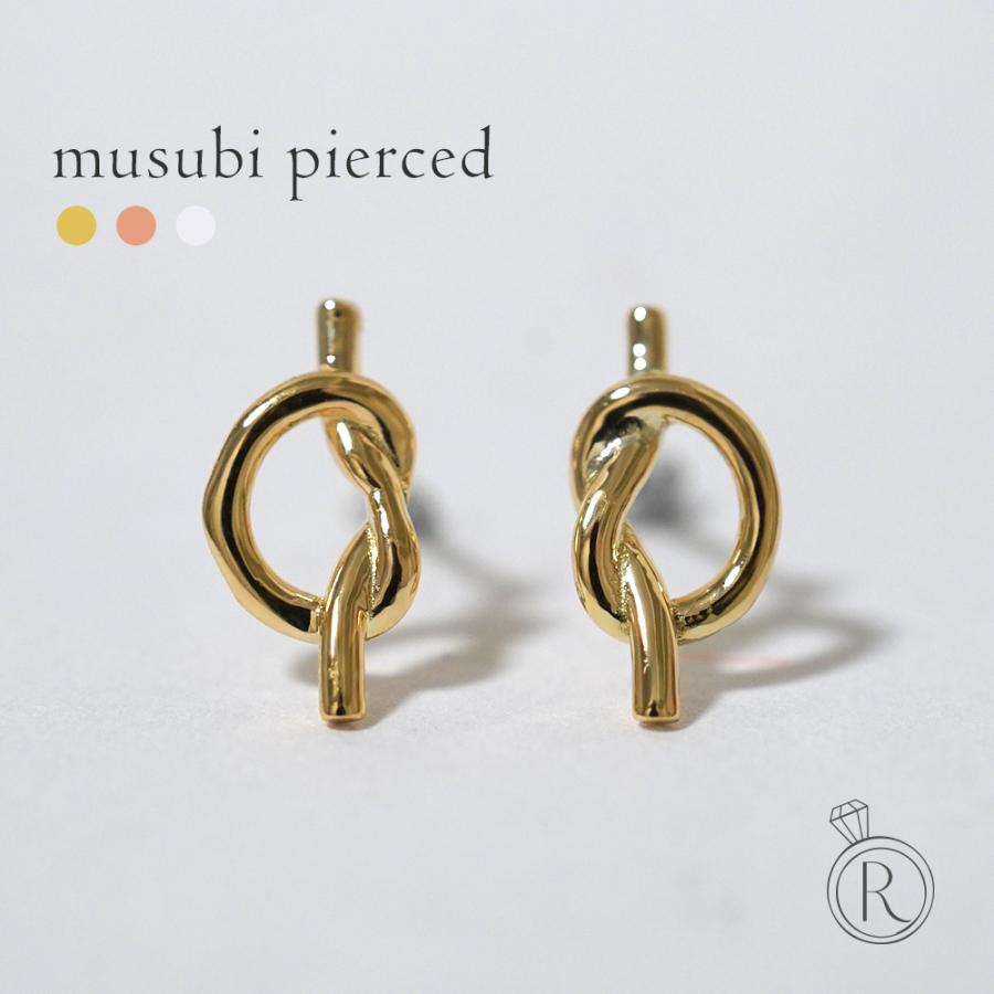 K18 ムスビ ピアス レディース 18K 18金 Pt ゴールド プラチナ 結び