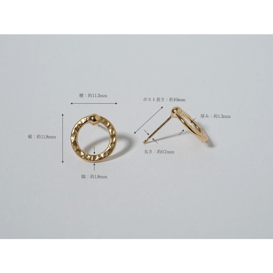 K18 デント サークル ピアス レディース 18K 18金 Pt ゴールド プラチナ ハンマーテクスチャー 槌目 ラウンド クラフト rph43714023の画像