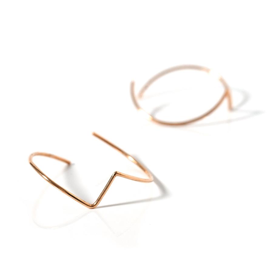 K18 アルテルノ フープピアス レディース 2way 金線 ゴールド 18K 18金