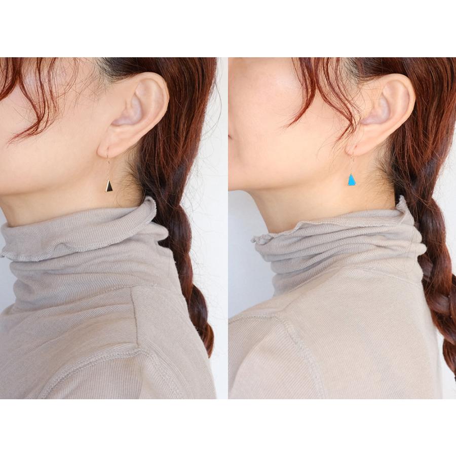 K18 デルタ チェーンピアス レディース 女性用 ブラックオニキス