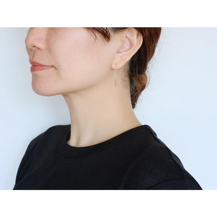 K18 ミラーボール チェーンピアス レディース 女性用 ゴールド 18K 18