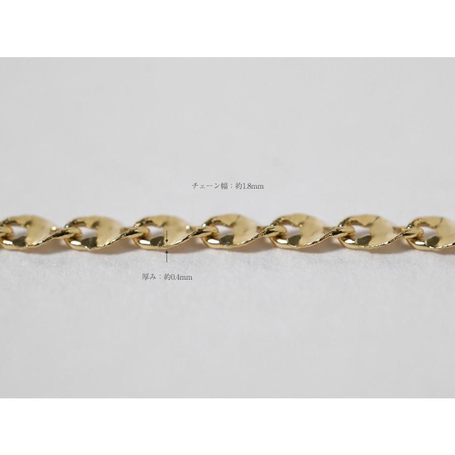 K18 ツイスト エクレア ネックレスチェーン 1.8mm レディース 女性用 ファンタジア チェーン ツイストチェーン ペタルチェーン rpu101921の画像