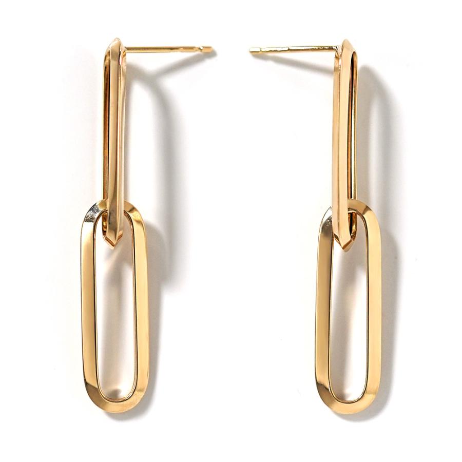 K18 ロングラディアントチェーン ピアス レディース 女性用 18K 18金