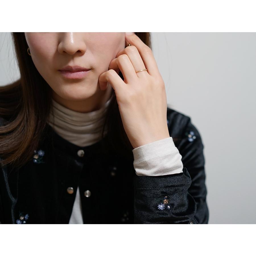 K18 ハーフ ハラネ リング レディース 指輪 リング プレス 地金リング スタックリング 18K 18金 スタッキング スターダスト仕上げ rpaprg4622の画像