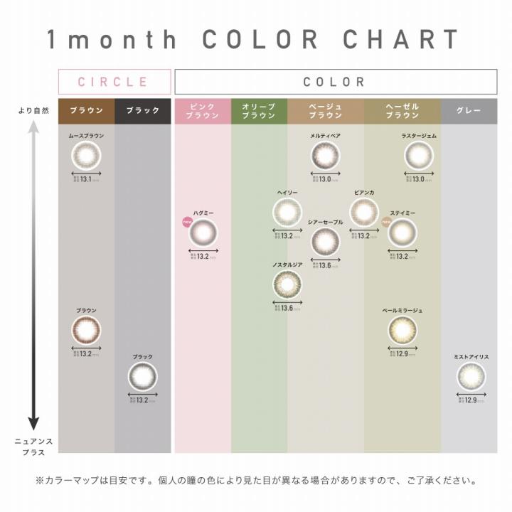 カラコン 1ヶ月 レヴィア ワンマンス サークル 度なし 1箱2枚 ReVIA ローラ カラーコンタクト DIA 14.1mm 送料無料 ハーフ カラーコンタクト｜rapidcontact｜10