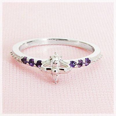 k10WGアメジストリング アメジスト リング K10WG ホワイトゴールド 王冠 クラウン ティアラ