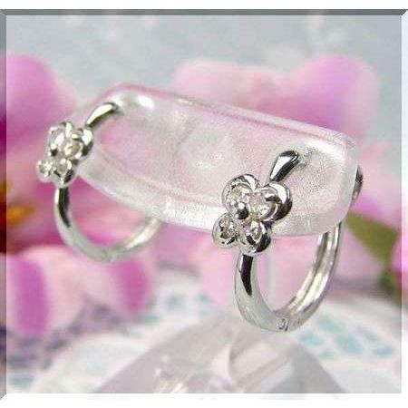 ピアス K18WG ダイヤモンド フラワー 蝶々 バタフライ 中折れ