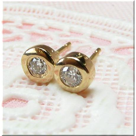 ピアス ダイヤ K18PG ピンクゴールド ダイヤモンド 伏せこみタイプ 