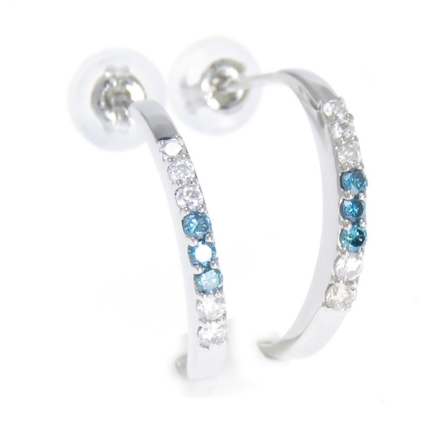 ブルーダイヤモンド ダイヤモンド ハーフフープピアス G型ピアス  