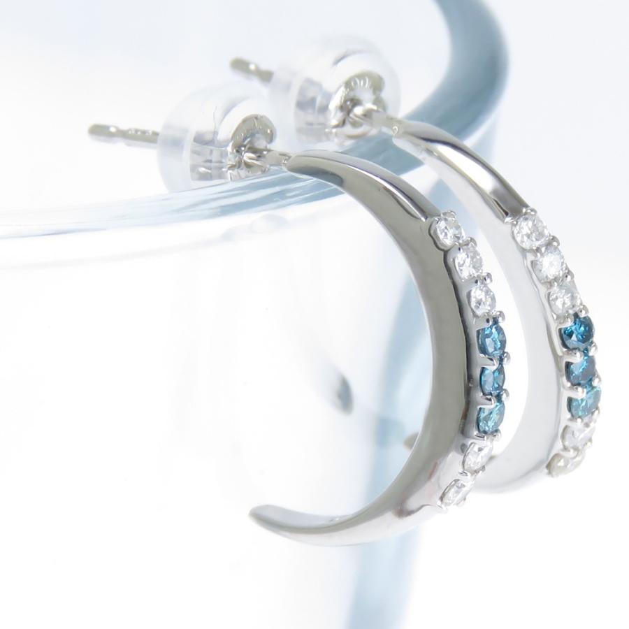 ブルーダイヤモンド ダイヤモンド ハーフフープピアス G型ピアス  