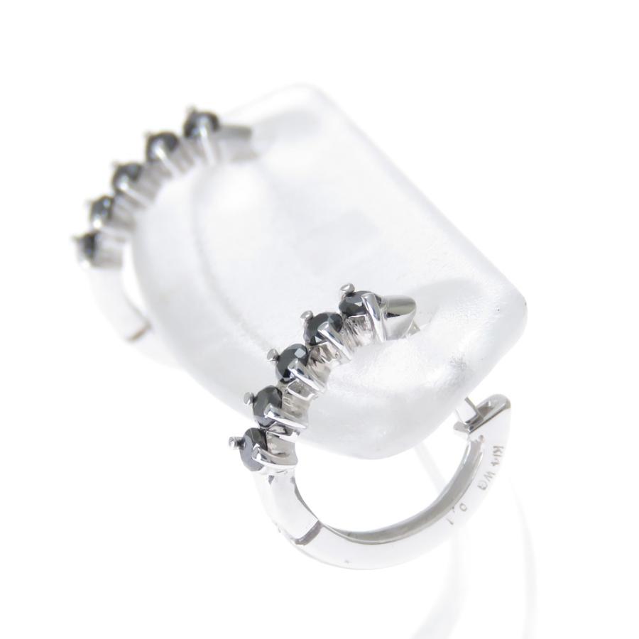 K10WG ダイヤ フープピアス K10WG フープ ピアス ダイヤモンド 0.1ct ホワイトゴールド