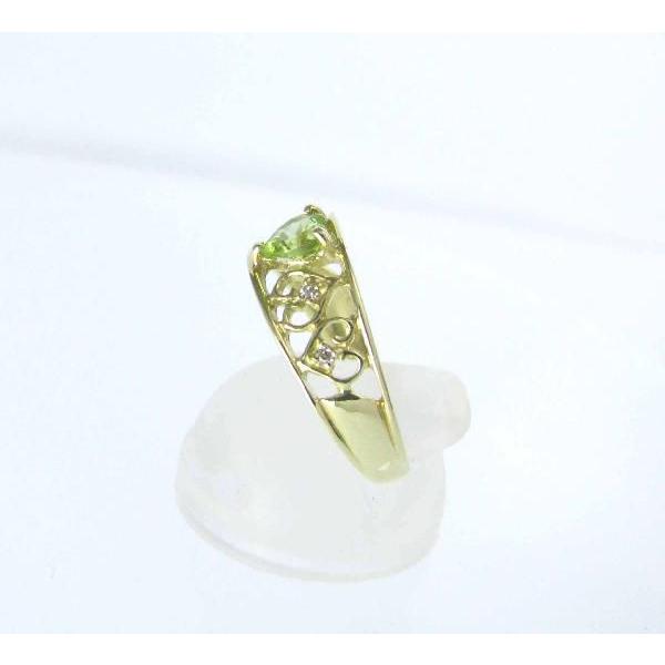 K18ゴールド ハート型リング ペリドット ペリドット ハート リング K18イエローゴールド : ジュエリー