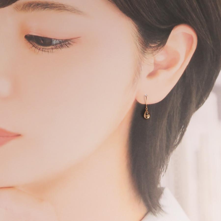 K18PG フックピアス 18金 ツユ つゆ 露 ティアドロップ 雫 しずく