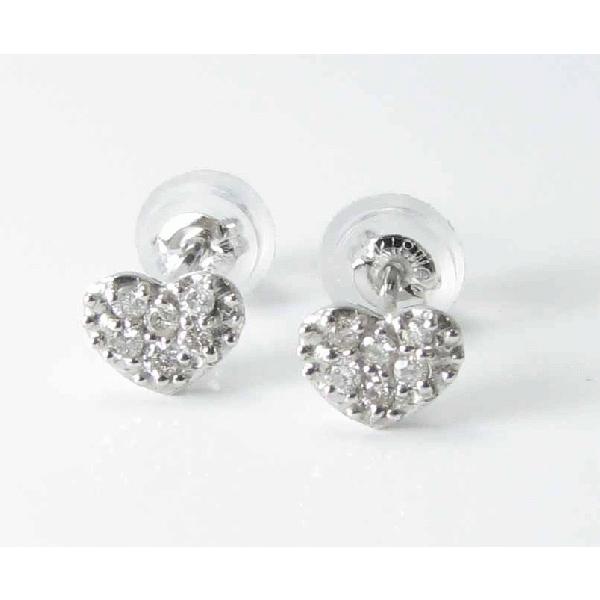 K10WGミル打ち ダイヤモンド スタッドピアス 両耳用 計0.12ct K10WG