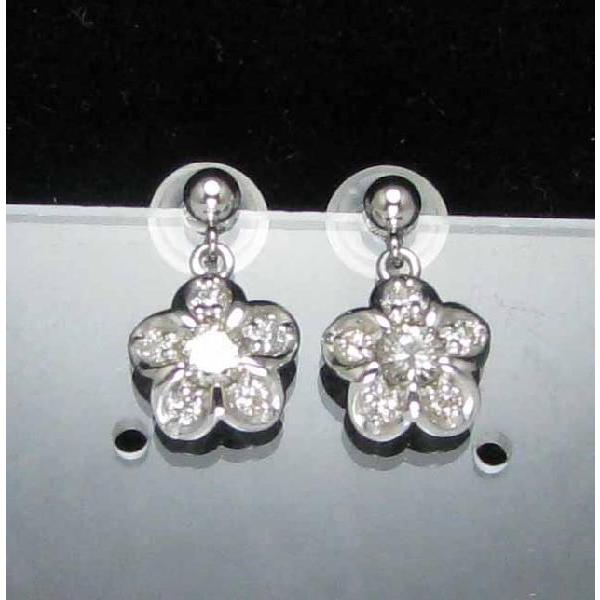 ダイヤ ピアス K18WG ホワイトゴールド ダイヤモンド お花