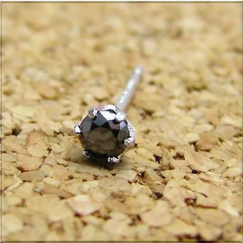 K18YGブラックダイヤ0.5ct片耳ピアス 18金 特Aダイヤ K18YGブラック