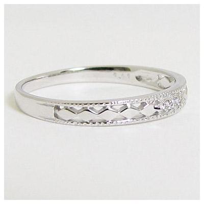 ダイヤモンド リング ホワイトゴールド ミル打ち 0.03ct K18WG 