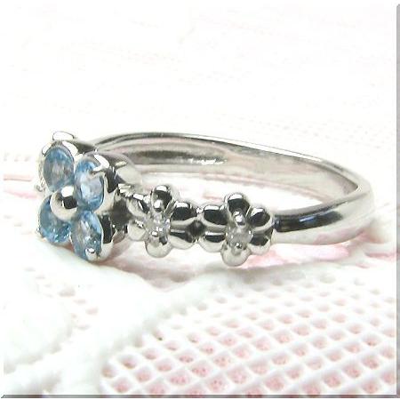 ブルートパーズ ダイヤモンド リング PT900 プラチナ フラワー