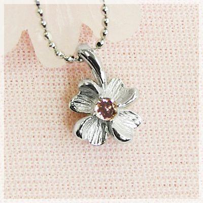 K10 ホワイトゴールドピンクトルマリンネックレス お花 ネックレス K10ホワイトゴールド ピンクトルマリン ペンダント