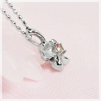 お花 ネックレス K10ホワイトゴールド ピンクトルマリン ペンダント