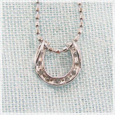 K10WG ダイヤモンド 馬蹄 ペンダント ネックレス : fu63807  