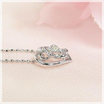 K10 ホワイトゴールド　ハートネックレス　ダイヤ0.015ct 2025サマーコレクション】K10 ホワイトゴールド ハート
