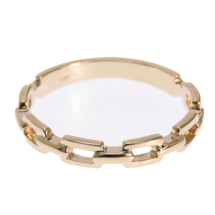 リング K18 18金 地金 チェーン 鎖 くさり モチーフ リング 指輪