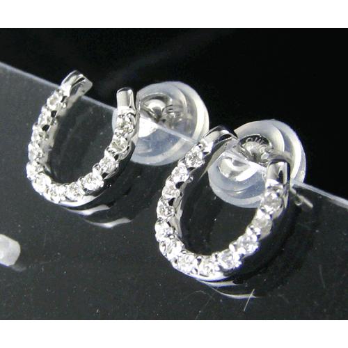 馬蹄 ホースシュー ダイヤモンド ピアス K18 ホワイトゴールド