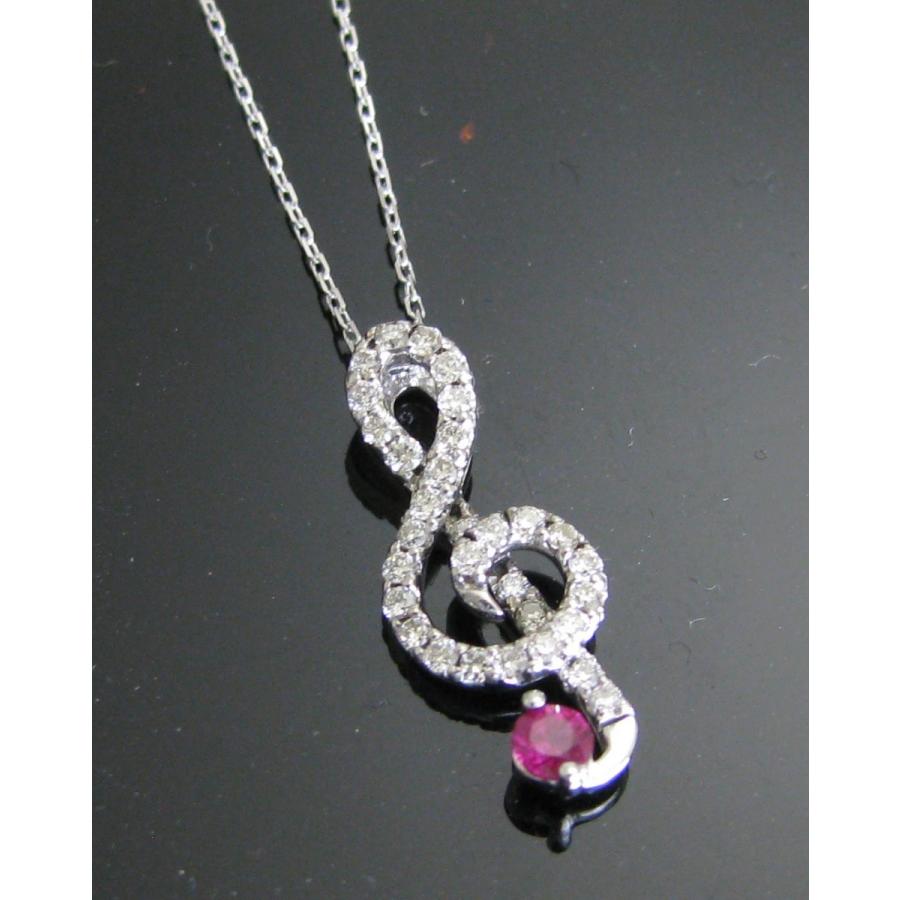 K18WG 音符モチーフ ダイヤモンド ネックレス