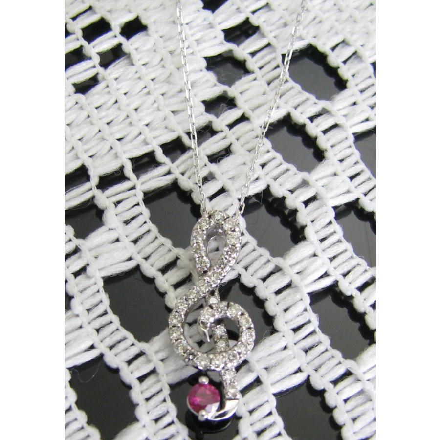 K18WG 音符モチーフ ダイヤモンド ネックレス