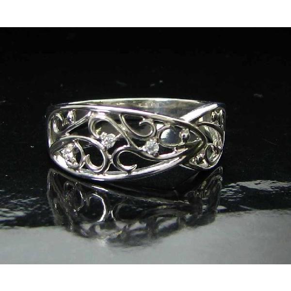 ダイヤモンド リング 指輪 0.03ct 唐草模様 モチーフ プラチナ900の画像