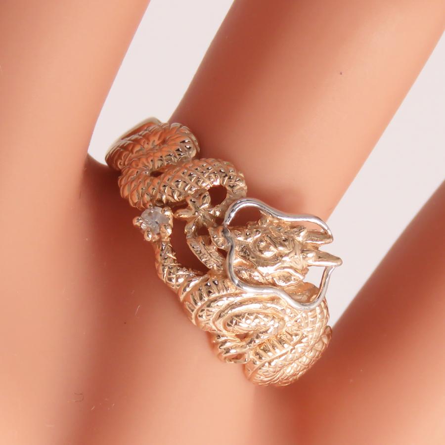 龍 竜 ドラゴン ダイヤモンド リング K10 K18 Pt900 男性