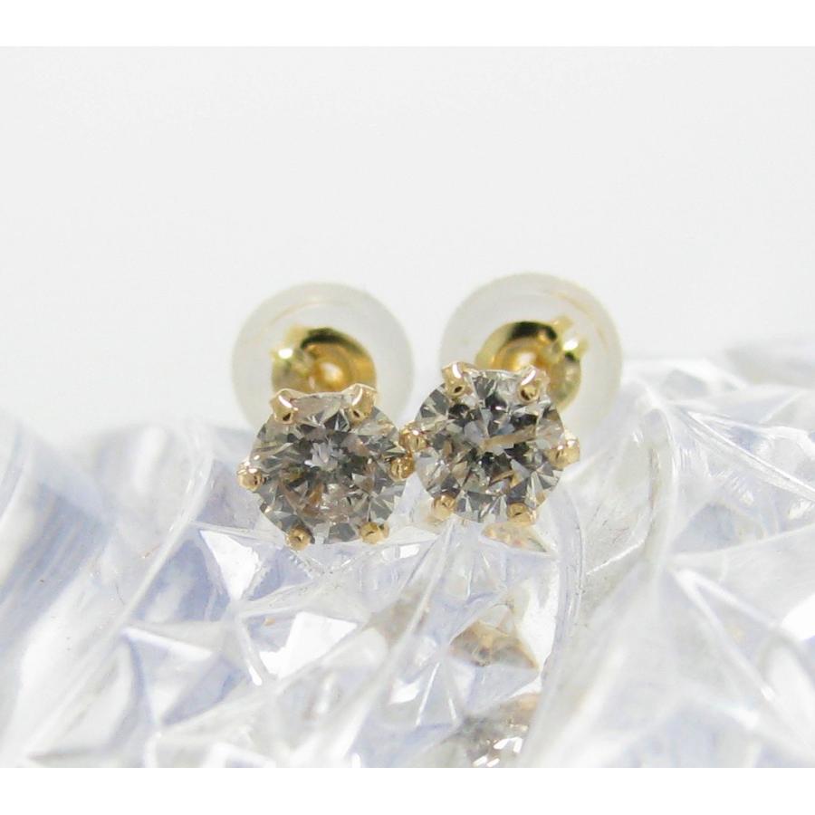 ダイヤモンド 1粒 1石 ピアス スタッドピアス K18 イエロー