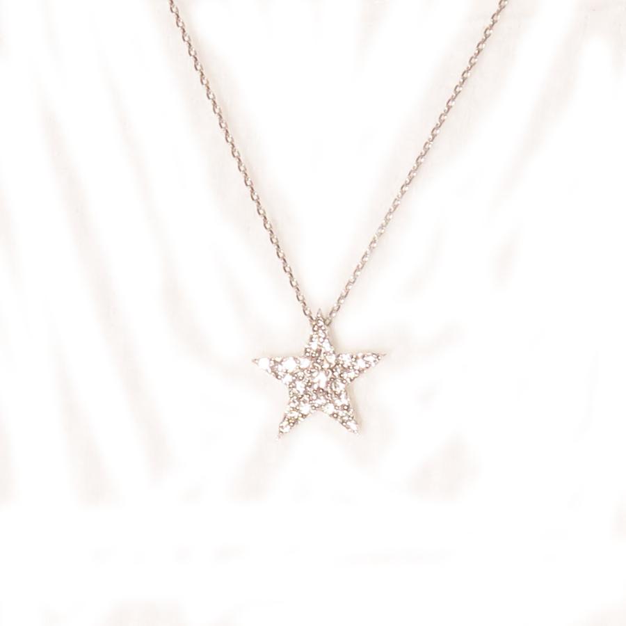 K18 ダイヤモンド スター ペンダントネックレス 0.2ct 星型 ほし K18 ダイヤモンド スター ペンダントネックレス 0.2ct 星型 ほし