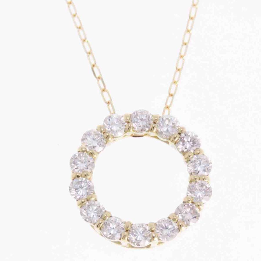 K18 ダイヤモンド ペンダントネックレス 0.5ct あずきチェーン 45cm 