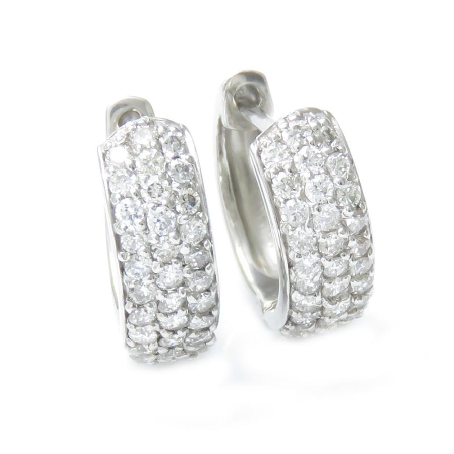 ダイヤモンド ピアス プラチナ900 0.5ct パヴェ フープ 中折れ Pt900  