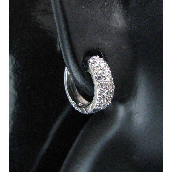 ダイヤモンド フープピアス Pt900 0.3ct 中折れ式 パヴェ メレ