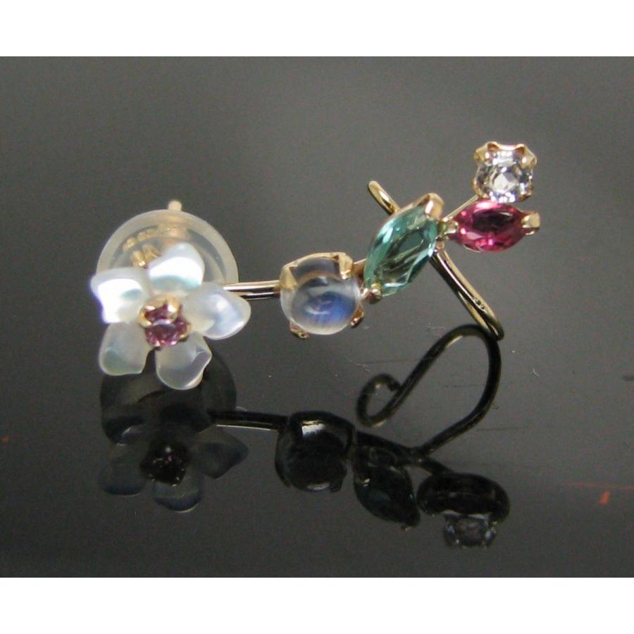 イヤーカフ イヤーカフピアス K18YG ホワイトトパーズ ピンク