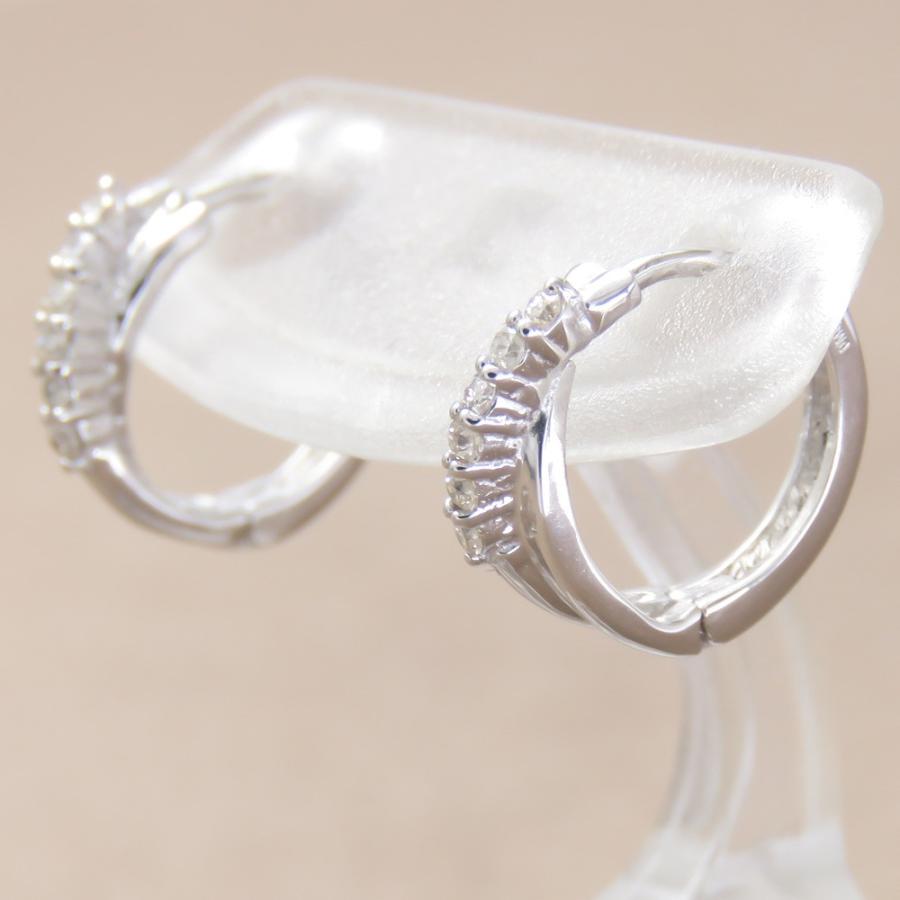 ダイヤモンド ピアス Pt900 フープ 中折れ 0.12ct フープ