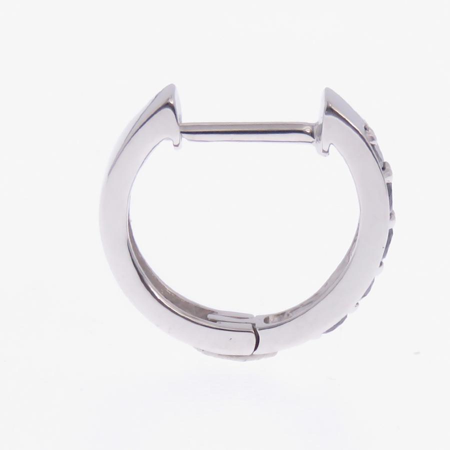 ブラックダイヤモンド ピアス K18 K18WG フープ 中折れ式  ホワイトゴールドの画像