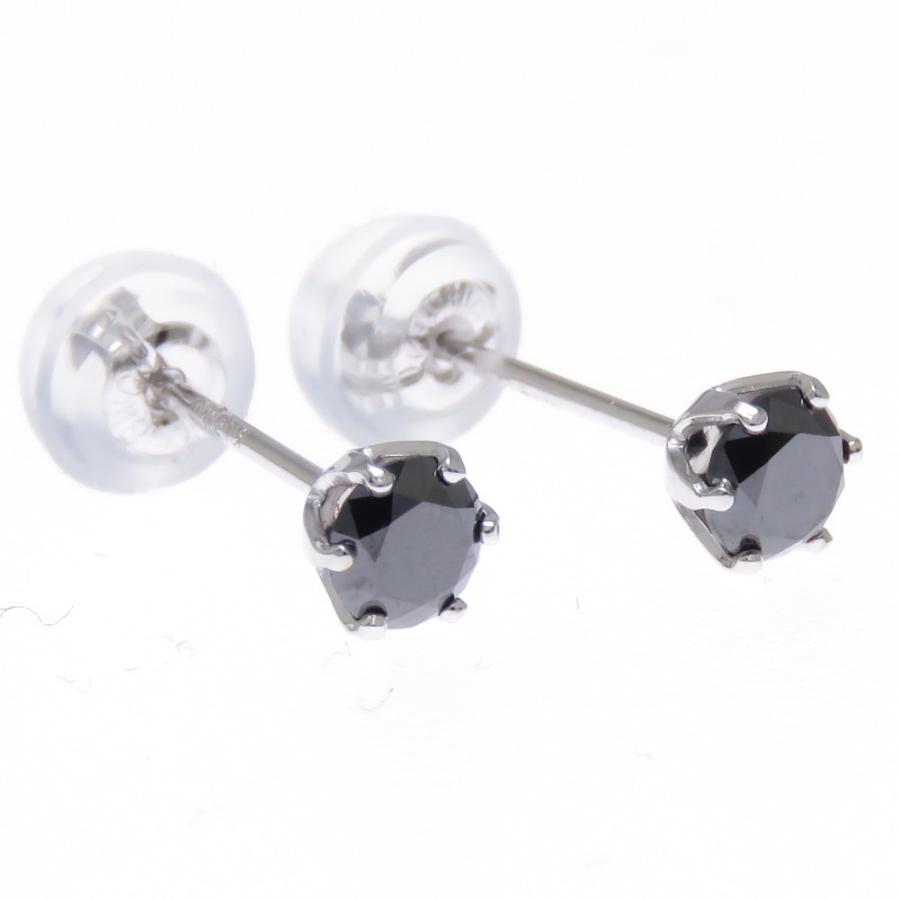 ブラックダイヤモンド ピアス K18WG 0.2ct×2 6本爪 : ジュエリーラピ