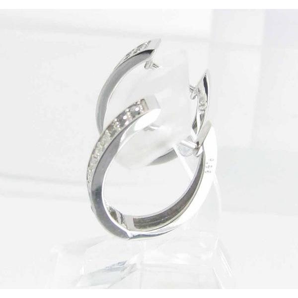 ピアス ダイヤ K18WG ブラックダイヤモンド ダイヤモンド フープピアス  