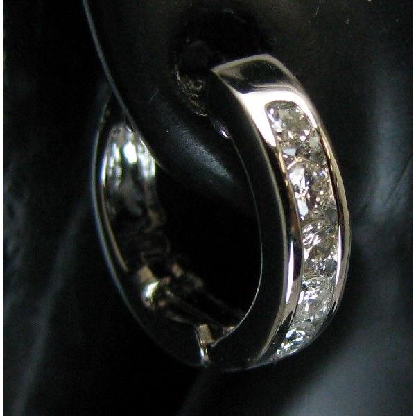 ダイヤモンド ピアス K18WG フープ 中折れ 0.5ct スイートテン