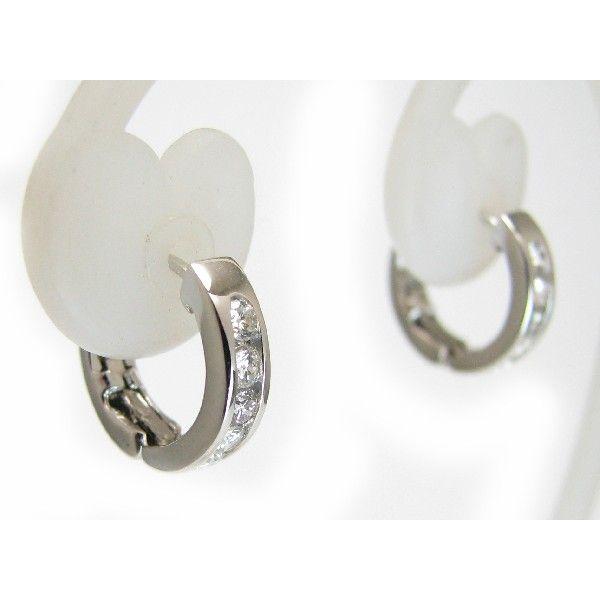 ダイヤモンド ピアス K18WG フープ 中折れ 0.5ct スイートテン