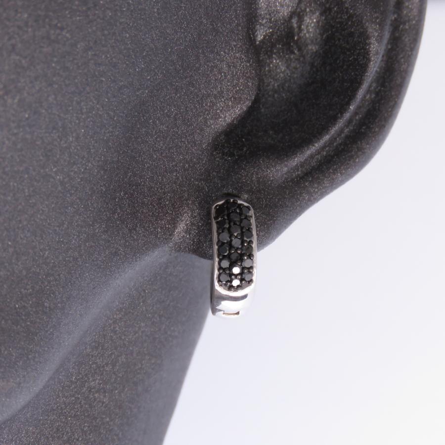 メンズピアス ブラックダイヤピアス 半ペア 片方 片耳 K10WG ホワイト 