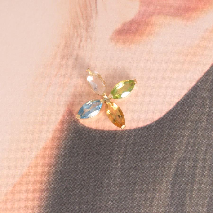 K10 ピアス 花 フラワーモチーフ マルチカラー : ジュエリーラピネス