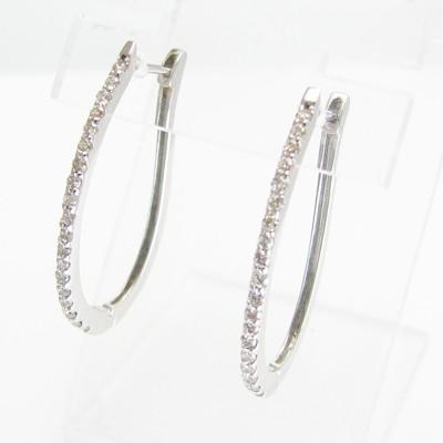 ダイヤモンド ピアス プラチナ900 0.4ｃｔ 中折れ式 フープピアス U字　Pt900の画像
