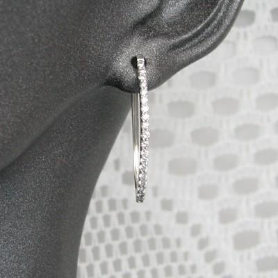 ダイヤモンド ピアス プラチナ900 0.4ｃｔ 中折れ式 フープピアス U字　Pt900の画像